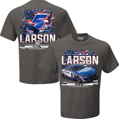 Kyle Larson 2025 HendrickCars Patriotic Eagle 2-Spot T-Shirt Gray in Saudi Arabia