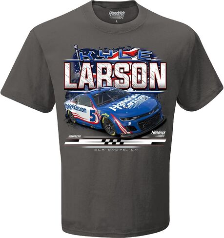 Kyle Larson 2025 HendrickCars Patriotic Eagle 2-Spot T-Shirt Gray in Saudi Arabia