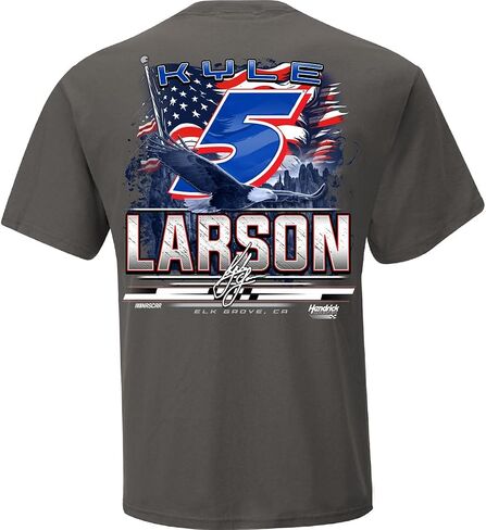Kyle Larson 2025 HendrickCars Patriotic Eagle 2-Spot T-Shirt Gray in Saudi Arabia