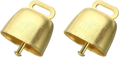 PATIKIL Mini Cow Bells for Crafts Christmas, 2 Pcs Shiny Gold Small Cow Bells, Loud Grazing Copper Bells Noise Makers, Cowbell Goat Bell, 1.4 x 0.9 x 1.4" in Saudi Arabia