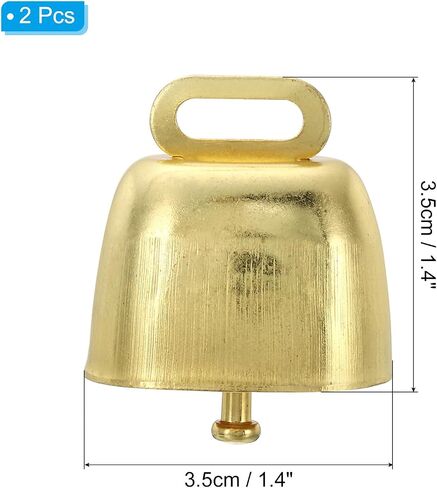 PATIKIL Mini Cow Bells for Crafts Christmas, 2 Pcs Shiny Gold Small Cow Bells, Loud Grazing Copper Bells Noise Makers, Cowbell Goat Bell, 1.4 x 0.9 x 1.4" in Saudi Arabia