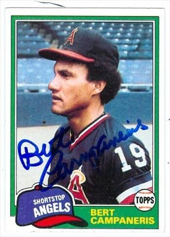 مستودع توقيعه 38676 بيرت كامبانريس بطاقة البيسبول بطاقة كاليفورنيا الملائكة 1981 Topps رقم 410 67 in Kuwait