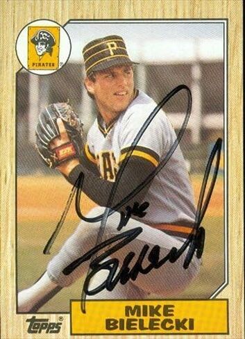 Autograph Warehouse 46389 Mike Bielecki Autographed Baseball Card Pittsburgh Pirates 1987 Topps No .394 in Saudi Arabia