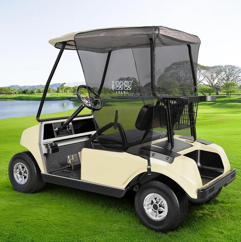 10L0L GOLF CART SUN SUN COVERS لـ Club Car DS Precedent و Ezgo txt RXV ، و SUNSHADE CURTINE-BEIGE مع الأسود بالأشعة الأسود مع الأسود in Kuwait