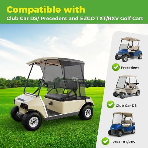 10L0L GOLF CART SUN SUN COVERS لـ Club Car DS Precedent و Ezgo txt RXV ، و SUNSHADE CURTINE-BEIGE مع الأسود بالأشعة الأسود مع الأسود in Kuwait