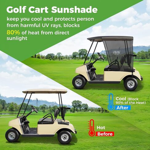 10L0L GOLF CART SUN SUN COVERS لـ Club Car DS Precedent و Ezgo txt RXV ، و SUNSHADE CURTINE-BEIGE مع الأسود بالأشعة الأسود مع الأسود in Kuwait