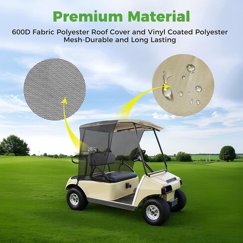 10L0L GOLF CART SUN SUN COVERS لـ Club Car DS Precedent و Ezgo txt RXV ، و SUNSHADE CURTINE-BEIGE مع الأسود بالأشعة الأسود مع الأسود in Kuwait