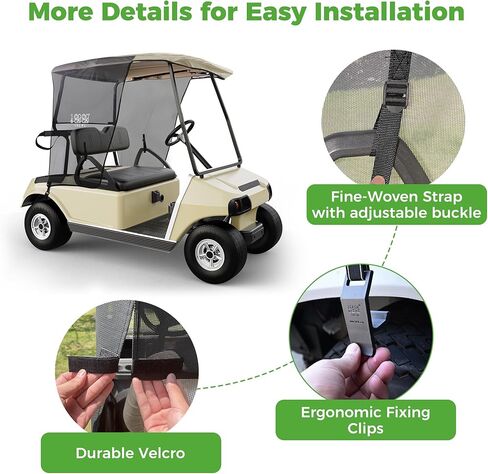 10L0L GOLF CART SUN SUN COVERS لـ Club Car DS Precedent و Ezgo txt RXV ، و SUNSHADE CURTINE-BEIGE مع الأسود بالأشعة الأسود مع الأسود in Kuwait