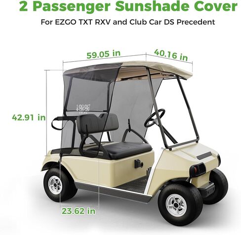 10L0L GOLF CART SUN SUN COVERS لـ Club Car DS Precedent و Ezgo txt RXV ، و SUNSHADE CURTINE-BEIGE مع الأسود بالأشعة الأسود مع الأسود in Kuwait