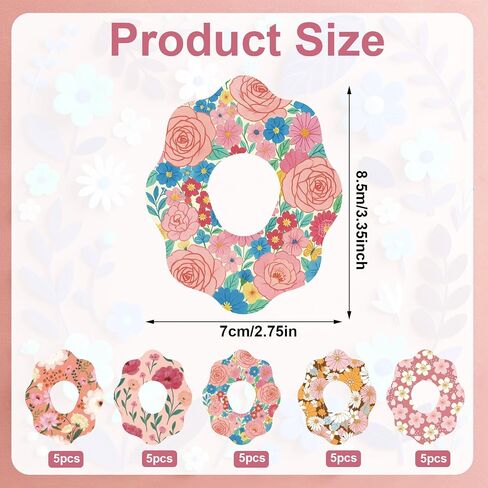 25Pcs Adhesive Over Patches for Dexcom G7, Flowers Print Waterproof Sweatproof Breathable Sensor Covers, Long-Lasting CGM Overpatch,Monitor Floral Tape Stickers for Dexcom Accessories (Pink Styles) in Saudi Arabia