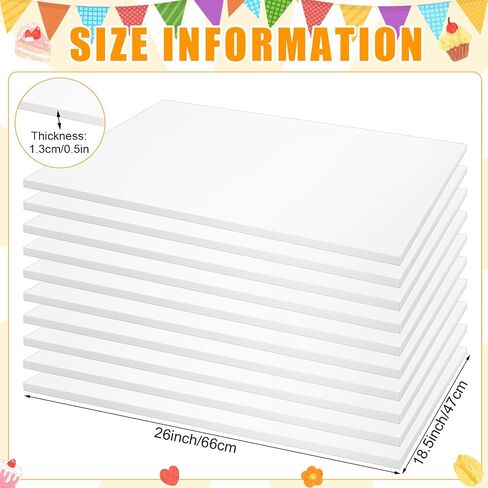 10 Pack 18.5 x 26 Inch Full Sheet Rectangle Cake Drum Board 1/2 Inch Thick Rectangular Cake Board Greaseproof Foil Corrugated Base for Desserts Display, Silver in Saudi Arabia