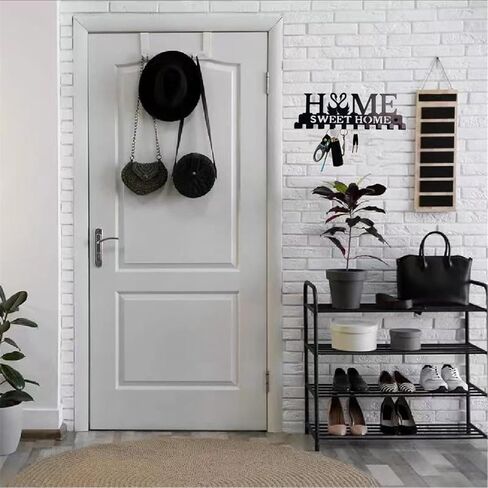 Over The Door Hooks for Keys, Wall Mounted Towel Hanger Towel Rack for Bathroom, Keys Holder Heavy Duty Over Door Hanger with 10 Hooks Metal Hanging Organizer Space Saving Hook for Bedroom Kitchen in Saudi Arabia