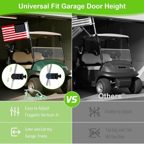 حامل العلامة Golf Cart قابل للتعديل ، سارية العلم العالمي لسيارة Ezgo Club Yamaha ، قوس العلم لما 0.59-1.18 "قضبان مربعة مستديرة/بيضاوية ، عربة دفع ، قارب ، UTV ، ATV ، تضمنت أعلام الولايات المتحدة الأمريكية (1.9 × 0.95 قدم) in Kuwait
