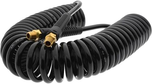 PRO SOURCE Coiled Self-Storing Polyurethane Air Hose: 10 feet, 1/4" ID, 1/4" MNPT, 120 Max psi in Kuwait