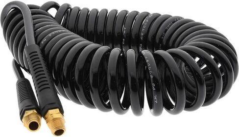 PRO SOURCE Coiled Self-Storing Polyurethane Air Hose: 10 feet, 1/4" ID, 1/4" MNPT, 120 Max psi in Kuwait
