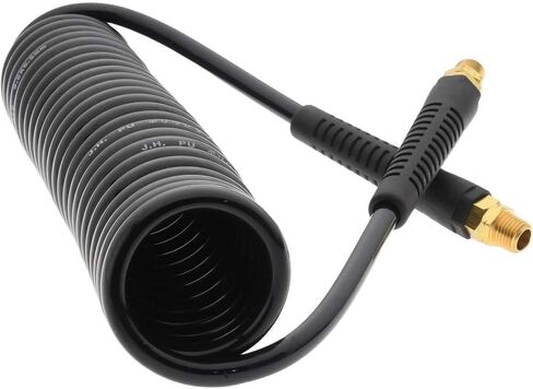 PRO SOURCE Coiled Self-Storing Polyurethane Air Hose: 10 feet, 1/4" ID, 1/4" MNPT, 120 Max psi in Kuwait