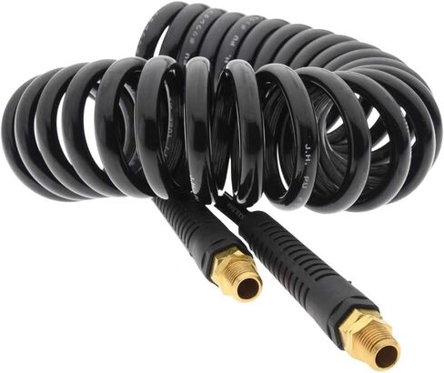 PRO SOURCE Coiled Self-Storing Polyurethane Air Hose: 10 feet, 1/4" ID, 1/4" MNPT, 120 Max psi in Kuwait
