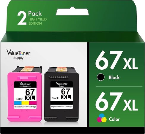 ValuetonerSupply 61xl خرطوشة حبر سوداء اللون ل HP 61 XL 61XL ل HP Envy 5530 4502 4500 5534 5535 OfficeJet 2620 4630 4635 DeskJet 1512 1055 2540 30 حبر طابعة (1 أسود، 1 ثلاثي الألوان) in Kuwait