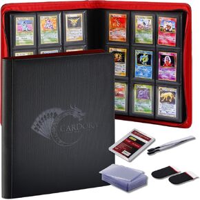 Toploader Binder - Holds 252 3"x4" Cards - 9 Pocket Trading Card Binder - Ringless PU Case with Tweezers, Gloves, Card Brick & 8 Toploaders - Compatible with Pokemon, YuGiOh, MTG, Sports Cards in Saudi Arabia