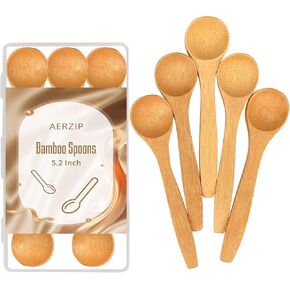 5.2 Inch Bamboo Spoons, Small Wooden Spoons for Condiments, Spices, Sugar, Salt, Jam, Coffee, Hrbs and Honey, Tiny wood Teaspoons for Serving Kitchen (5 PCS) in Saudi Arabia