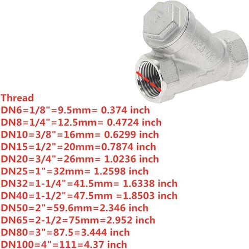 أنثى مضمّنة مصفاة مصفاة صفيحة 304 الفولاذ المقاوم للصدأ BSPT 1/2 "3/4" 1 "1-1/4" 1-1/2 "صمام (1") in Saudi Arabia