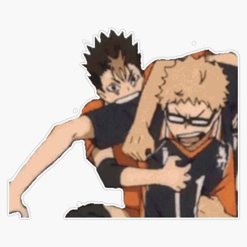 Nishinoya Biting Tsukishima Haikyuu Meme Sticker Vinyl Waterproof Sticker Decal Car Laptop Wall Window Bumper Sticker 5" in Saudi Arabia