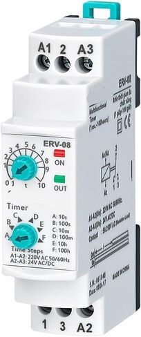 ERV-08 On Delay Multifunctional Time Relay Electronic Adjustable (0,1Sec. - 100 Hours.) 1Pcs(150-260VAC 24VDC) in Saudi Arabia