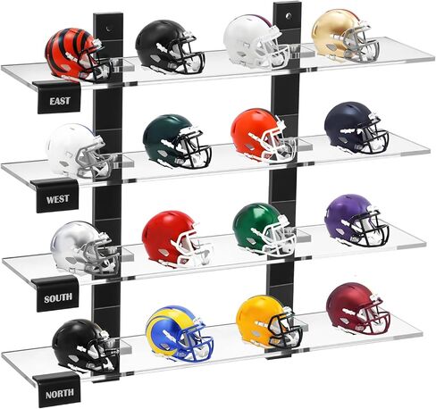 Mini Football Helmet Display Racks Wall Mount Pocket Helmet Storage Acrylic Clear Baseball Stand Display Rack Ideal Gift for Sports Enthusiast, 11.81 x 9.84 x 3.15 Inches in Saudi Arabia