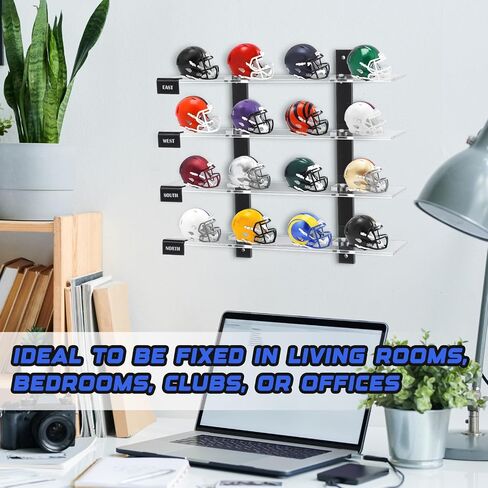 Mini Football Helmet Display Racks Wall Mount Pocket Helmet Storage Acrylic Clear Baseball Stand Display Rack Ideal Gift for Sports Enthusiast, 11.81 x 9.84 x 3.15 Inches in Saudi Arabia