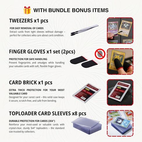 Toploader Binder - Holds 252 3"x4" Cards - 9 Pocket Trading Card Binder - Ringless PU Case with Tweezers, Gloves, Card Brick & 8 Toploaders - Compatible with Pokemon, YuGiOh, MTG, Sports Cards in Saudi Arabia