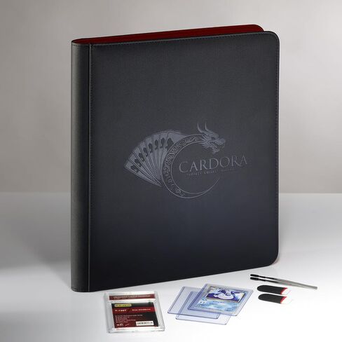 Toploader Binder - Holds 252 3"x4" Cards - 9 Pocket Trading Card Binder - Ringless PU Case with Tweezers, Gloves, Card Brick & 8 Toploaders - Compatible with Pokemon, YuGiOh, MTG, Sports Cards in Saudi Arabia