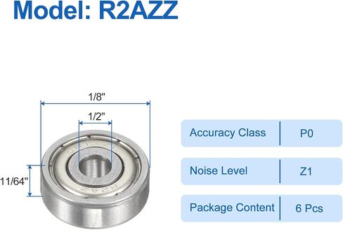 UXCELL 6PCS R2AZZ DEED GROOVE BLOW BELINGS 1/8 "ID X 1/2" OD X 11/64 "ارتفاع محامل مصغرة مزدوجة المعادن محمية من الصلب Z1 للآلات الهندسية ، ABEC1 in Saudi Arabia