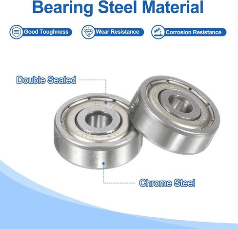 UXCELL 6PCS R2AZZ DEED GROOVE BLOW BELINGS 1/8 "ID X 1/2" OD X 11/64 "ارتفاع محامل مصغرة مزدوجة المعادن محمية من الصلب Z1 للآلات الهندسية ، ABEC1 in Saudi Arabia