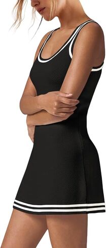 Nirovien Womens Tennis Dress with Shorts Sleeveless Athletic Romper Dress Knit Active Dresses Workout Outfits in Kuwait