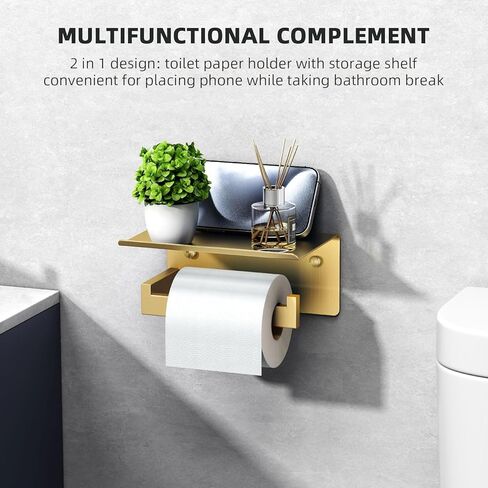 Angle Simple Matte Black Toilet Paper Holder with Shelf, 304 Stainless Steel Double Toilet Tissue Roll Holder for Wall in Kuwait