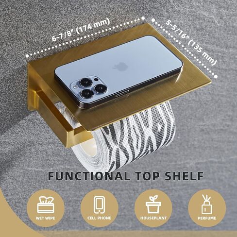 Angle Simple Matte Black Toilet Paper Holder with Shelf, 304 Stainless Steel Double Toilet Tissue Roll Holder for Wall in Kuwait