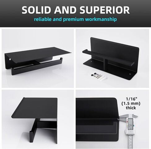 Angle Simple Matte Black Toilet Paper Holder with Shelf, 304 Stainless Steel Double Toilet Tissue Roll Holder for Wall in Kuwait