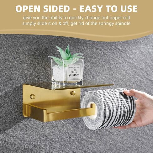 Angle Simple Matte Black Toilet Paper Holder with Shelf, 304 Stainless Steel Double Toilet Tissue Roll Holder for Wall in Kuwait