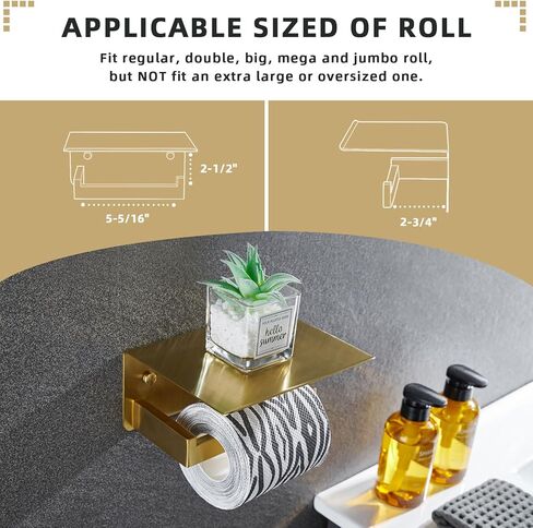 Angle Simple Matte Black Toilet Paper Holder with Shelf, 304 Stainless Steel Double Toilet Tissue Roll Holder for Wall in Kuwait