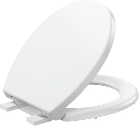 Round Slow Close Toilet Seat - Quiet Close Lid, Quick Release, Easy Install, Non-Slip Bumpers, White Bathroom Toilet Seat Cover - Easy Clean, Soft Close in Saudi Arabia