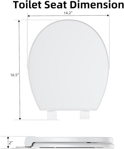 Round Slow Close Toilet Seat - Quiet Close Lid, Quick Release, Easy Install, Non-Slip Bumpers, White Bathroom Toilet Seat Cover - Easy Clean, Soft Close in Saudi Arabia