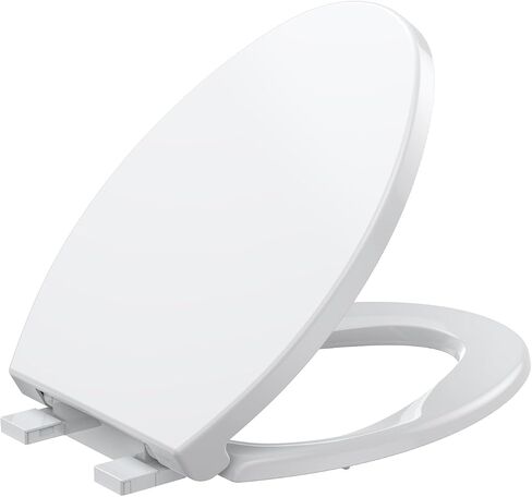 Round Slow Close Toilet Seat - Quiet Close Lid, Quick Release, Easy Install, Non-Slip Bumpers, White Bathroom Toilet Seat Cover - Easy Clean, Soft Close in Saudi Arabia