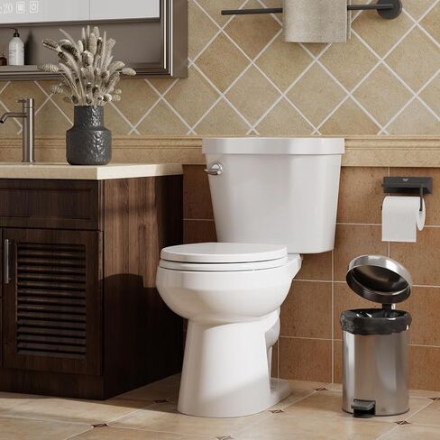 Round Slow Close Toilet Seat - Quiet Close Lid, Quick Release, Easy Install, Non-Slip Bumpers, White Bathroom Toilet Seat Cover - Easy Clean, Soft Close in Saudi Arabia