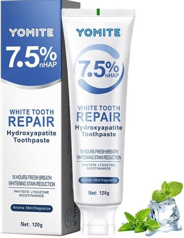 7.5% Nano Hydroxyapatite Toothpaste,Fluoride-Free Hydroxyapatite Toothpaste for Enamel Protection Tooth Strengthening Appropriate for Sensitive Teeth, Fresh Mint Flavor,for Oral Care (2 pcs) in Kuwait