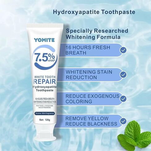 7.5% Nano Hydroxyapatite Toothpaste,Fluoride-Free Hydroxyapatite Toothpaste for Enamel Protection Tooth Strengthening Appropriate for Sensitive Teeth, Fresh Mint Flavor,for Oral Care (2 pcs) in Saudi Arabia