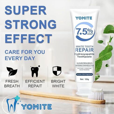 7.5% Nano Hydroxyapatite Toothpaste,Fluoride-Free Hydroxyapatite Toothpaste for Enamel Protection Tooth Strengthening Appropriate for Sensitive Teeth, Fresh Mint Flavor,for Oral Care (2 pcs) in Saudi Arabia
