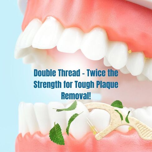 اختيارات خيط Twin Line Biodegedable (220 عدد) - خيط الأسنان القابل للتسميد Minty Fresh -Double Thread 2x The Clean | قضية السفر المكافأة | Thing Thing Thread Glide سهلة ومقاومة in Kuwait
