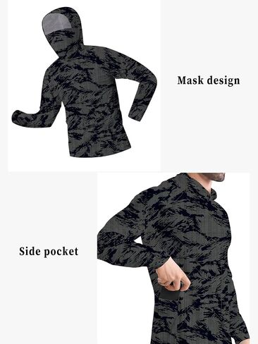Cromoncent UPF 50+ Long Sleeve UV SPF Fishing Men's Sun Protection Hoodie Shirt Lightweight Shirts with Mask Rash Guard in Saudi Arabia