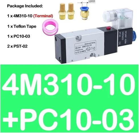 1PCS 4M210-08 4M310-10 4M410-15 Pneumatic Electric Solenoid Valve 2 Position 3 Port Five Way Control Air Valve Electromagnetic.(4m310-10 Pc12-03,DC12) in Saudi Arabia
