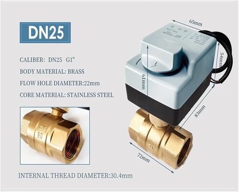 220V Port Port Electric Valve Brass 1 "صمام كرة محفوظ مع 3 أسلاك تحكم مع تجاوز يدوي لمياه الصرف in Saudi Arabia